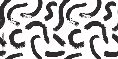 Paint or brush stroke scribble endless lines. Charcoal, chalk or crayon hand drawn seamless pattern. Vector messy strokes with grunge texture. Squiggle swirl ink line background. Marker sketch print.