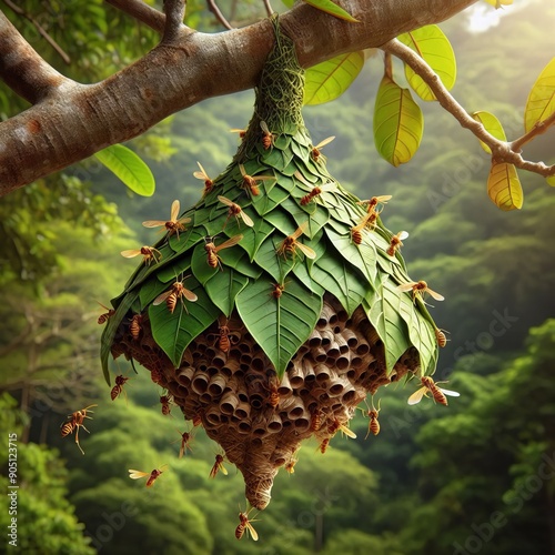 157 11 Orchid Wasp Nest A canopy like nest built by orchid wasps photo