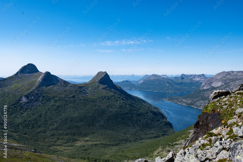 Stunning mountains at the Stetinden peak in Northern Norway. Hiking and climbing are in the arctic circle Stunning mountains at the Stetinden peak in Northern Norway. Hiking and climbing are in the arctic circle