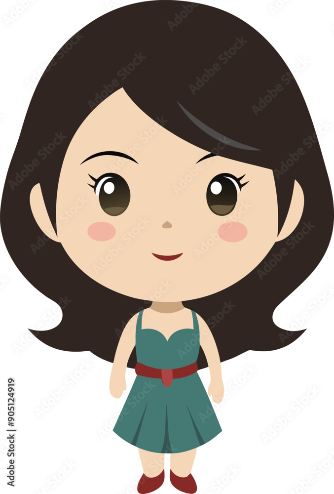 Flat vector Image of Chibi Girl or Woman, generative ai Flat vector Image of Chibi Girl or Woman, generative ai