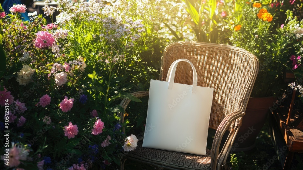 Fototapeta premium Garden Chair Tote Bag Mockup | Tote bag mockup | realistic