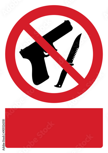 ISO prohibition safety signs v2_no weapons allowed your custom message here portrait size a4/a3/a2/a1