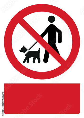 ISO prohibition safety signs v2_no walking dog your custom message here portrait size a4/a3/a2/a1