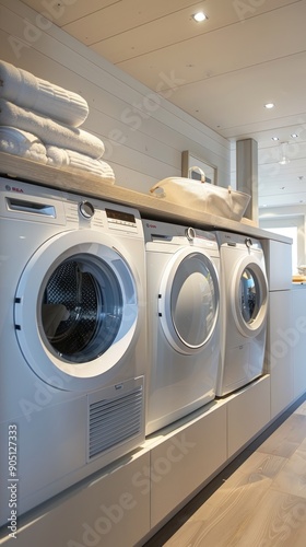 Wallpaper Mural Washing machine and tumble dryer in contemporary laundry room Torontodigital.ca