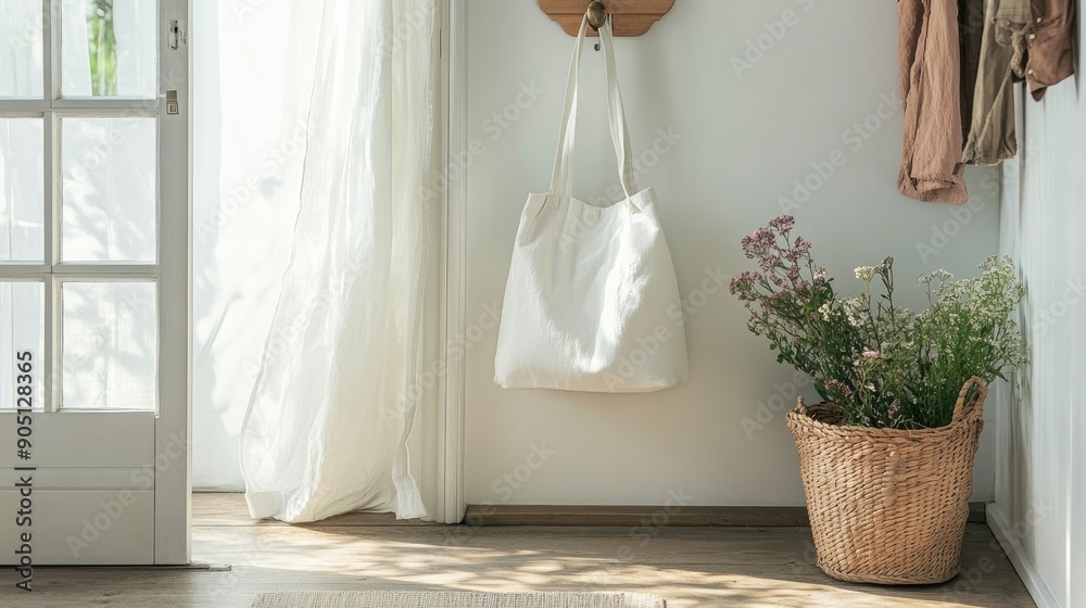 Entryway Hook Tote Bag Mockup | Tote bag mockup | realistic Entryway Hook Tote Bag Mockup | Tote bag mockup | realistic