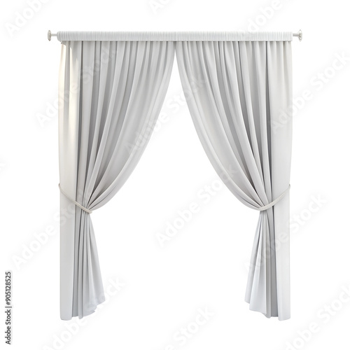 white curtain, isolated on a transparent background, 3D Rendering