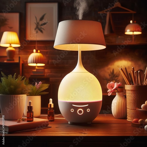 272 47 A lamp and a diffuser morphed together creating an ambian photo