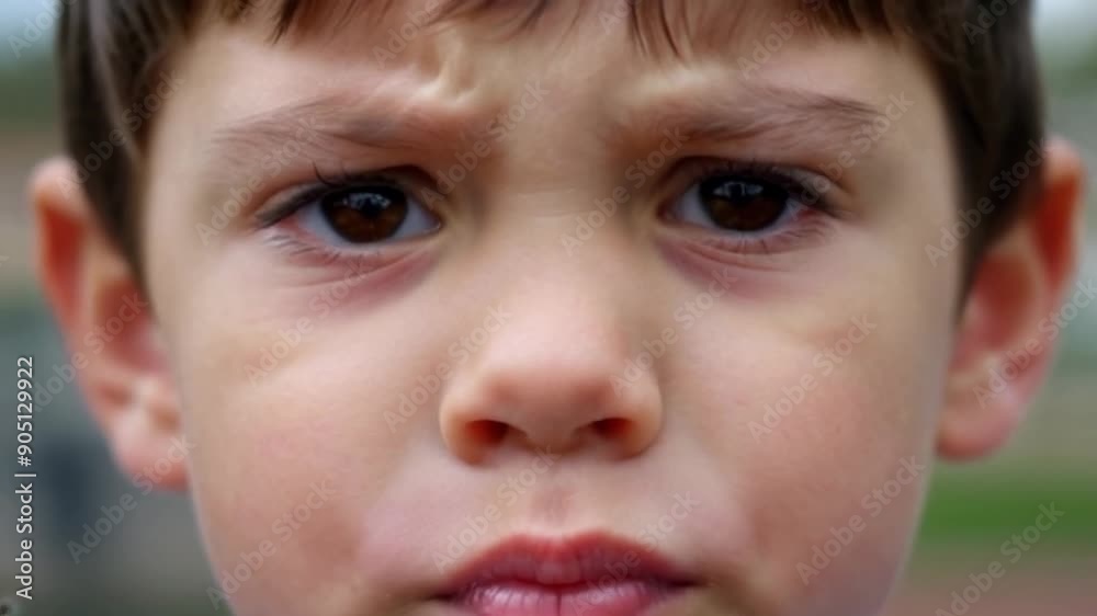 Nervous boy close-up, portrait of jittery male person in school, feeling anxiety and fear, tense mood Nervous boy close-up, portrait of jittery male person in school, feeling anxiety and fear, tense mood