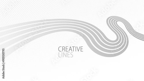 Wave lines in 3D perspective vector abstract background with smooth gradient of light grey and white monochrome colors, easy relaxing motion.