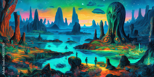Alien fantasy landscape. Di...