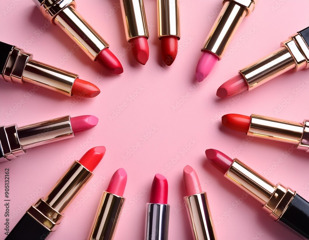 Obraz premium Lipstick Heaven: Frame on Pink Canvas
