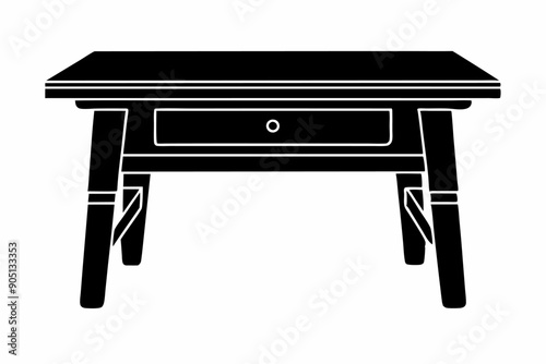 Create a Wooden Table Silhouette Vector Simple Design Illustration