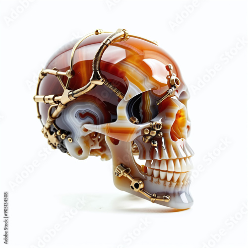 Skull made of agate. Isolat...