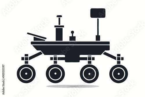 Mars Rover Icon in Black and White