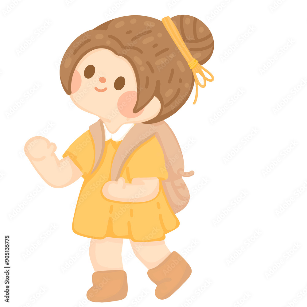 cute girl student happy going to school or summer kid camp activity backpack travel trip camping. child go back to school. cute girl student happy going to school or summer kid camp activity backpack travel trip camping. child go back to school.