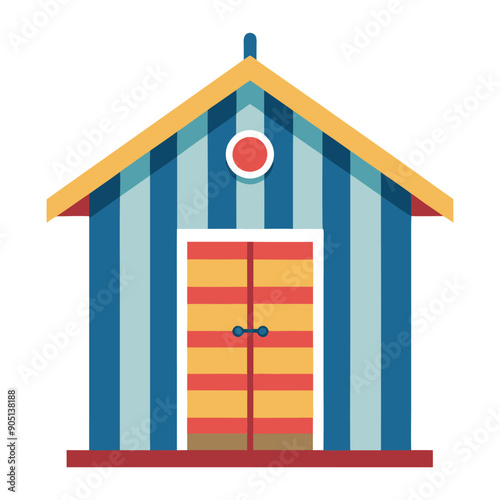 Illustration of Vintage Retro British Beach Hut