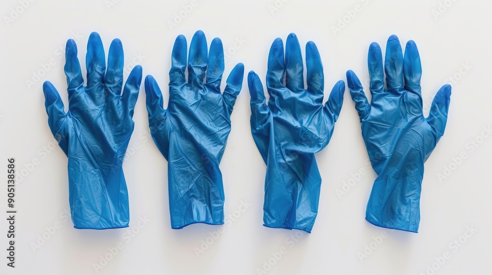 blue rubber gloves on white background blue rubber gloves on white background