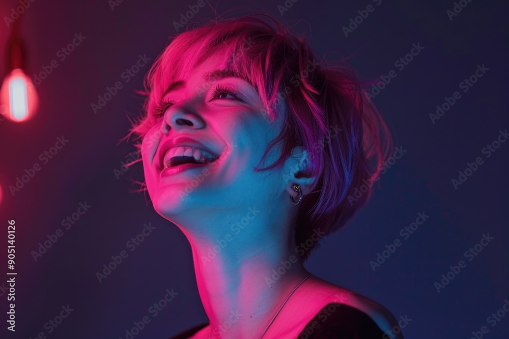 Portrait of a beautiful woman in neon light Portrait of a beautiful woman in neon light