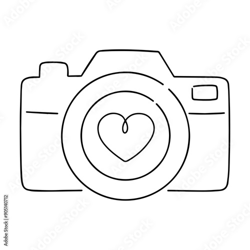 Bild auf Leinwand Digital camera png, minimal line art illustration, transparent background