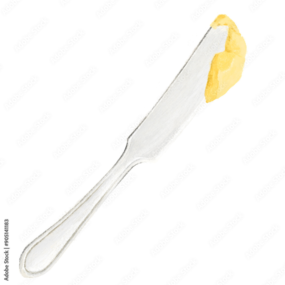 Fototapeta premium Butter knife png, cutlery illustration, transparent background