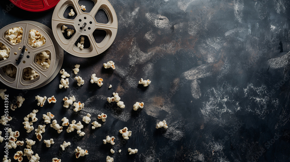 Cinema concept, popcorn, tikets Cinema concept, popcorn, tikets