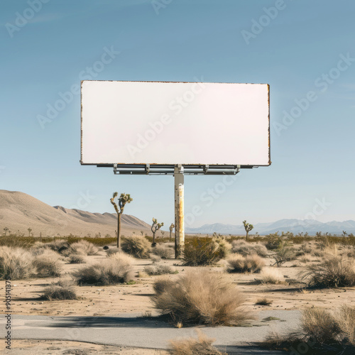 Empty Billboard in Arid Desert Landscape
