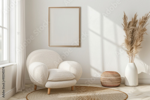 Minimalist mockup Living Room with Cozy Armchair
