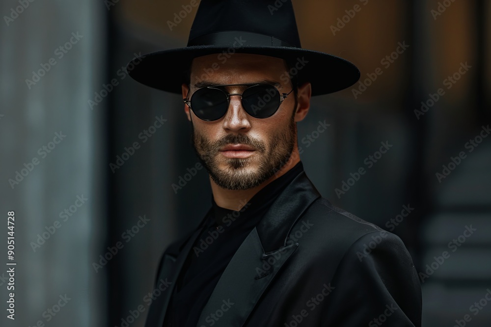 Stylish Man in Black Suit and Hat Posing Outdoors During Daytime Stylish Man in Black Suit and Hat Posing Outdoors During Daytime