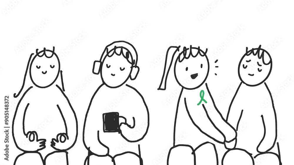 Mental health png doodle people support group Mental health png doodle people support group