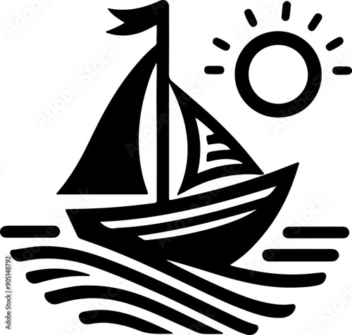  ship icon black logo t-shirt design app icon & print design