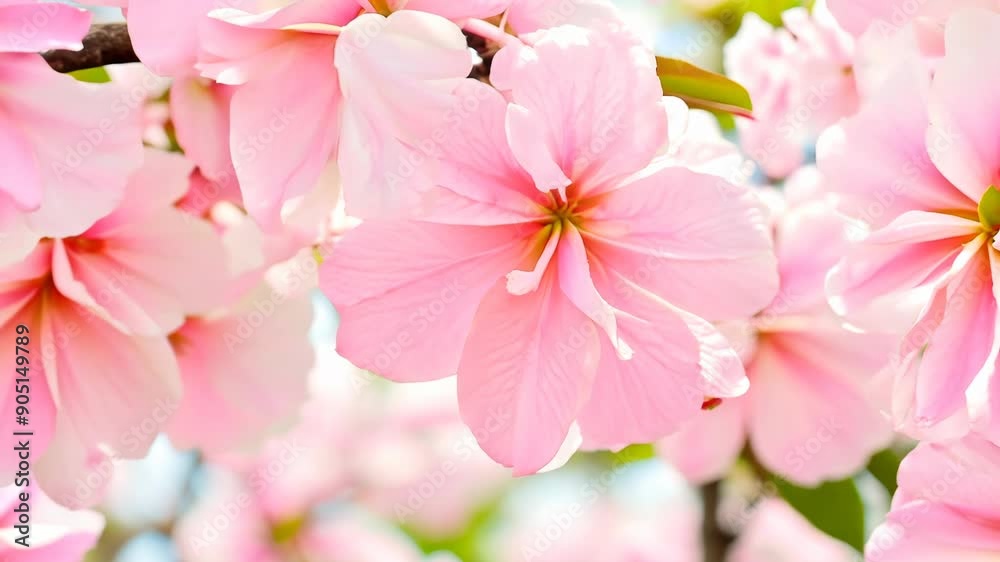 A vivid display of pink flowers on a tree, signifying the arrival of spring. A and refreshing natural setting. A vivid display of pink flowers on a tree, signifying the arrival of spring. A and refreshing natural setting.