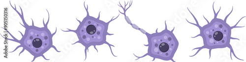 Brain neuron symbol. Neural cell - medical body health. Physiology structure and system, human anatomy and biology. Scientific biological nervous organ