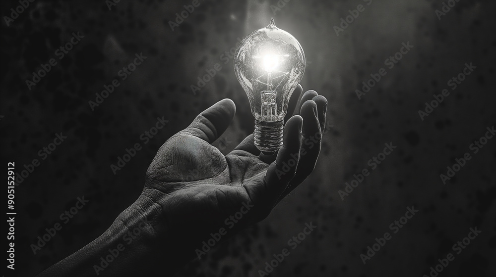 A hand holding a light bulb A hand holding a light bulb