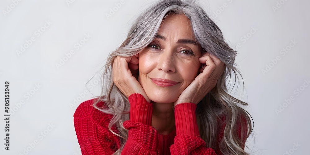 Smiling Woman with Grey Hair Smiling Woman with Grey Hair