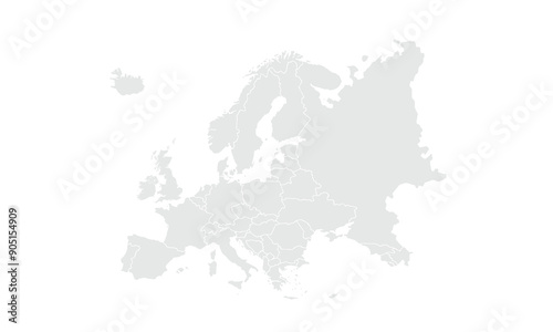 Political Map of Europe isolated on white background. for website layouts, background, education, precise, customizable, Travel worldwide, map silhouette backdrop, earth geography, political, reports.