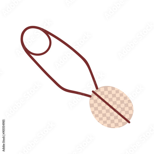 Tea strainer with handle isolated metal sieve icon. Vector strainer placed over teacup to catch loose leaves, kitchenware utensil. Sterling silver or stainless steel brewing or infusing basket
