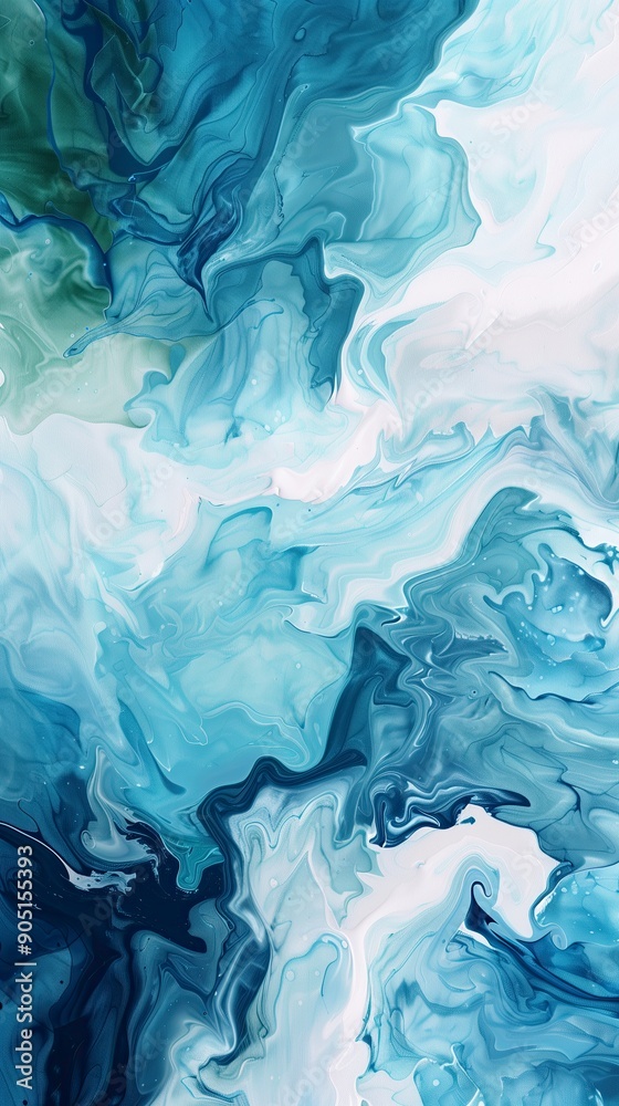 Abstract Teal and White Fluid Art Background Abstract Teal and White Fluid Art Background
