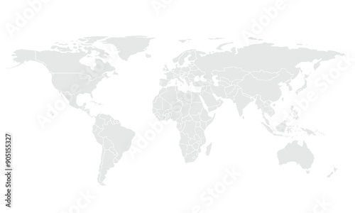 World map Grayscale,isolated on white background for website layouts,background,education, precise,customizable,Travel worldwide,map silhouette backdrop,earth geography, political,reports.