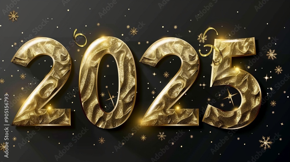 Glittering golden numbers 2025 shine against a starry night sky, heralding a new year with elegance and promise. Festive sparkles add magic to the scene. Glittering golden numbers 2025 shine against a starry night sky, heralding a new year with elegance and promise. Festive sparkles add magic to the scene.