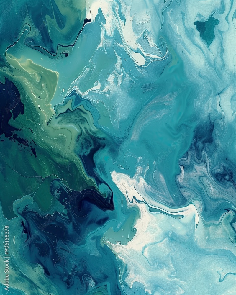 Abstract Teal and White Fluid Art Background Abstract Teal and White Fluid Art Background