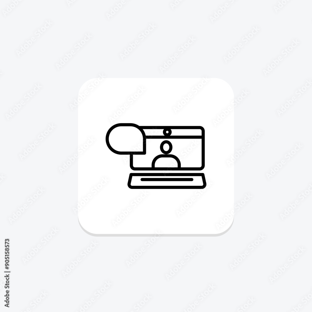 Virtual Meeting line icon , vector, pixel perfect, illustrator file Virtual Meeting line icon , vector, pixel perfect, illustrator file