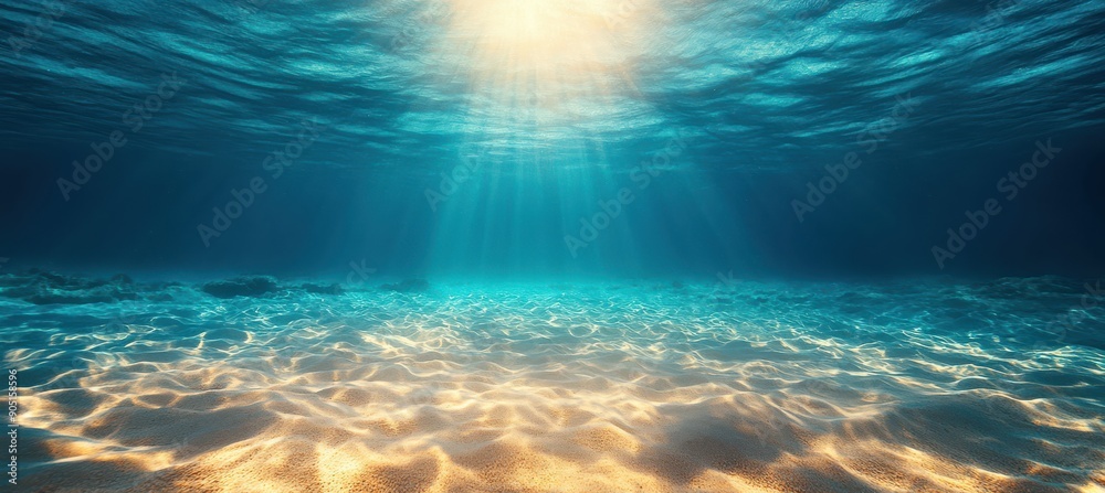 Obraz premium Sun Rays Shining Through Underwater Ripples