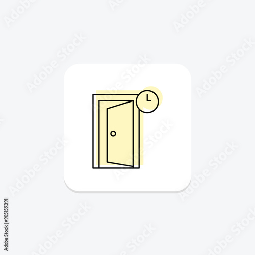 Hotel Stay color shadow thinline icon , vector, pixel perfect, illustrator file