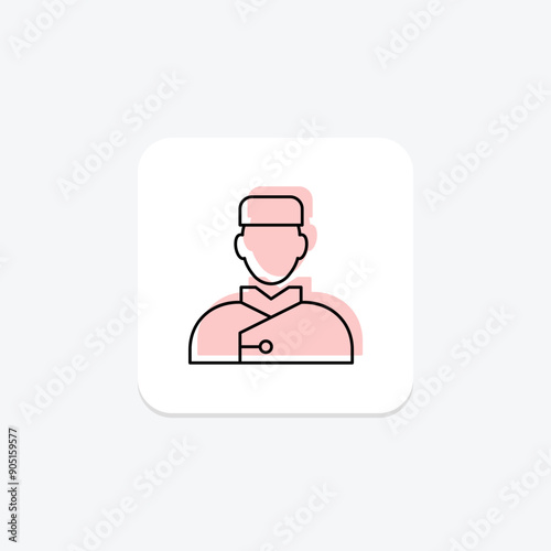 Hotel Bellhop color shadow thinline icon , vector, pixel perfect, illustrator file