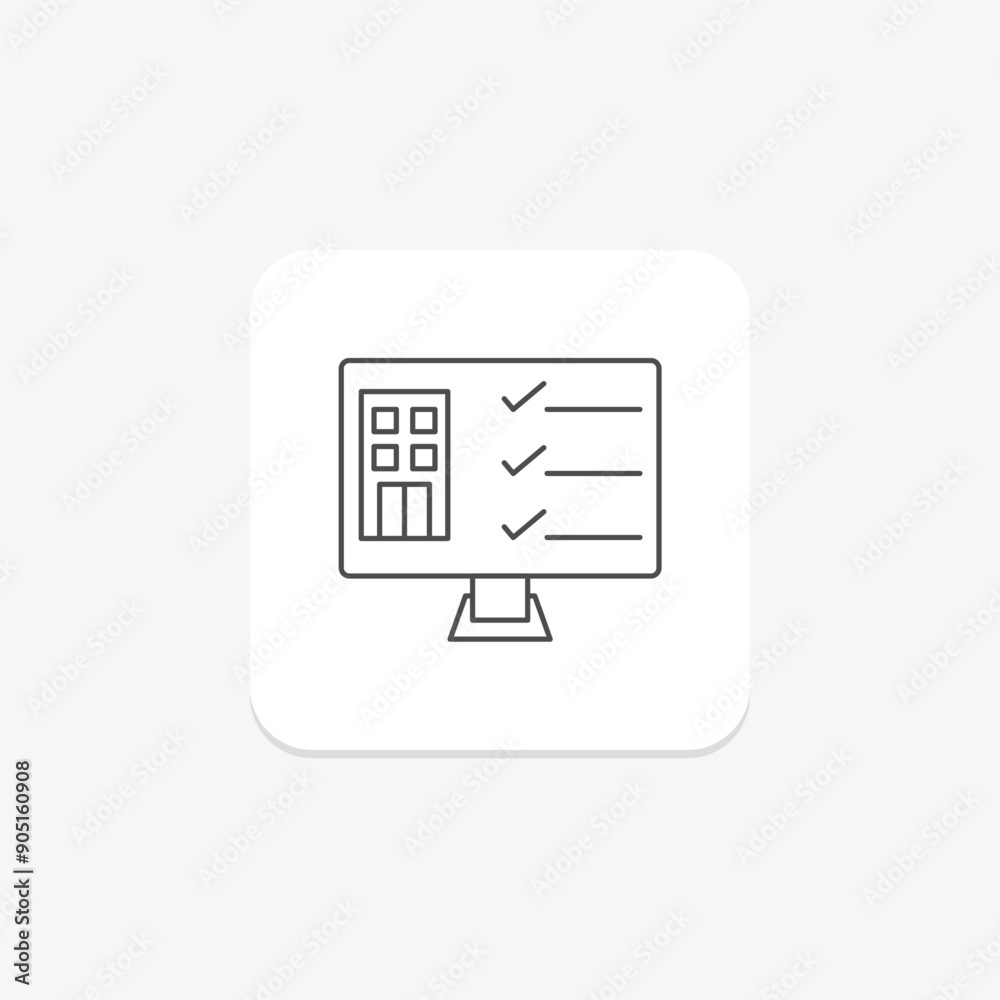 Hotel Reservation thinline icon , vector, pixel perfect, illustrator file Hotel Reservation thinline icon , vector, pixel perfect, illustrator file