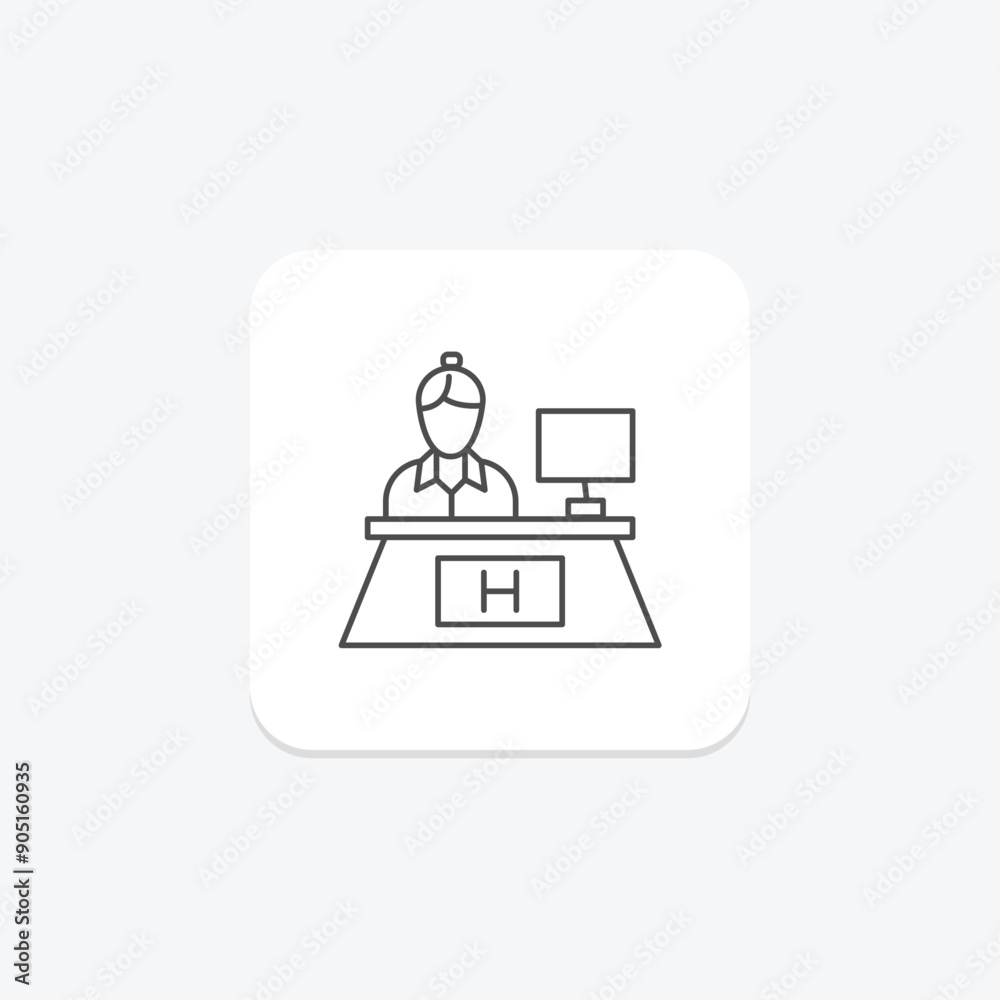 Hotel Reception thinline icon , vector, pixel perfect, illustrator file Hotel Reception thinline icon , vector, pixel perfect, illustrator file