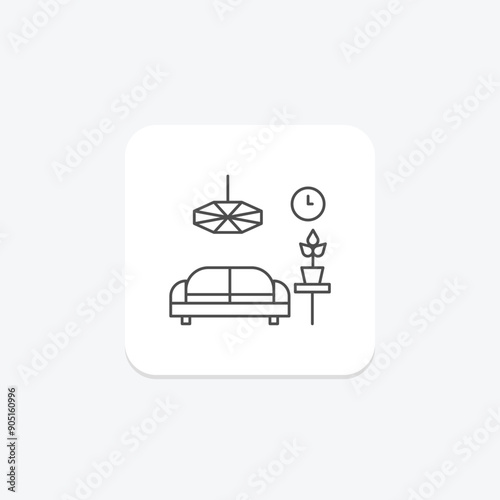 Hotel Lobby thinline icon , vector, pixel perfect, illustrator file