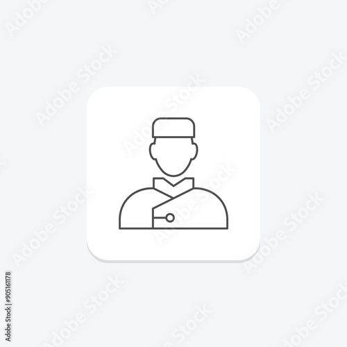 Hotel Bellhop thinline icon , vector, pixel perfect, illustrator file