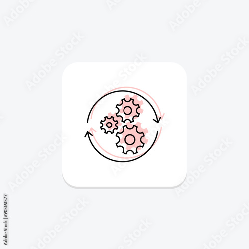 Process Management color shadow thinline icon , vector, pixel perfect, illustrator file