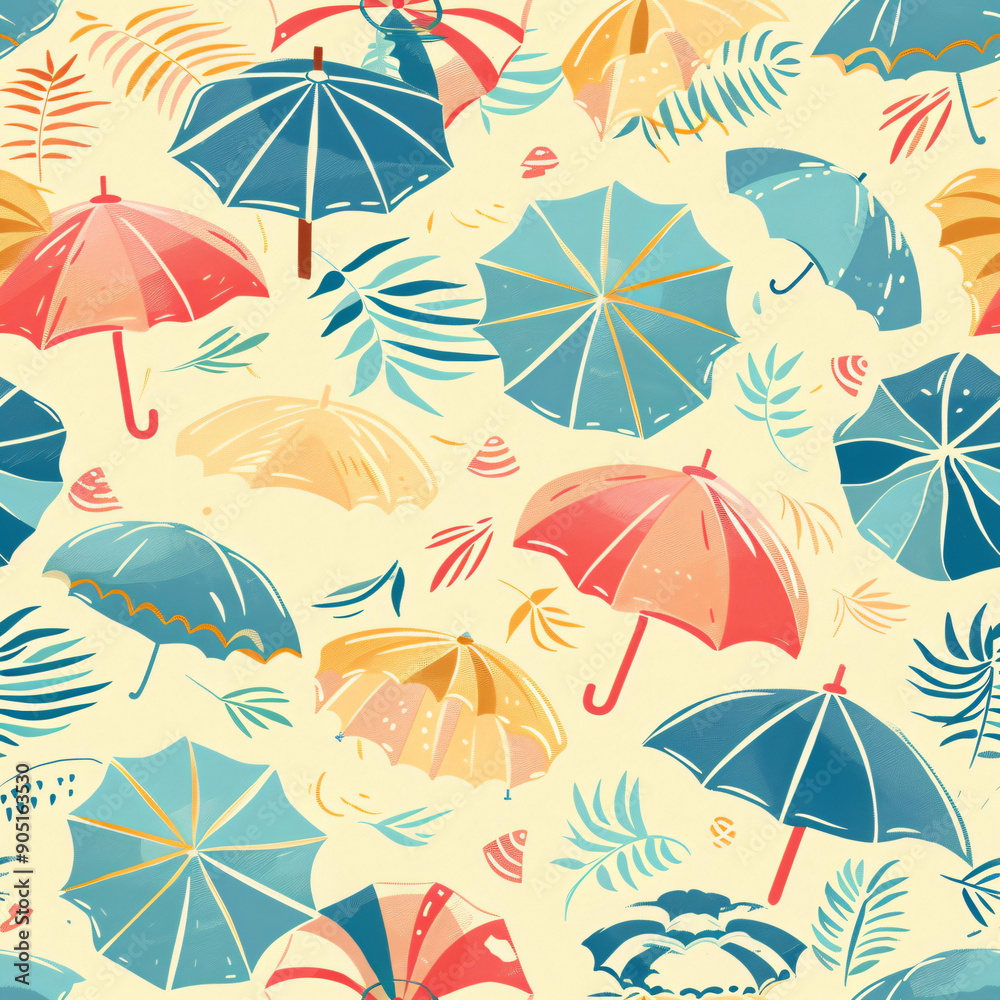 Obraz premium seamless background with summer umbrellas 